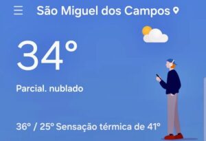 São Miguel dos Campos tem sensação térmica de 41 graus nesta sexta-feira
